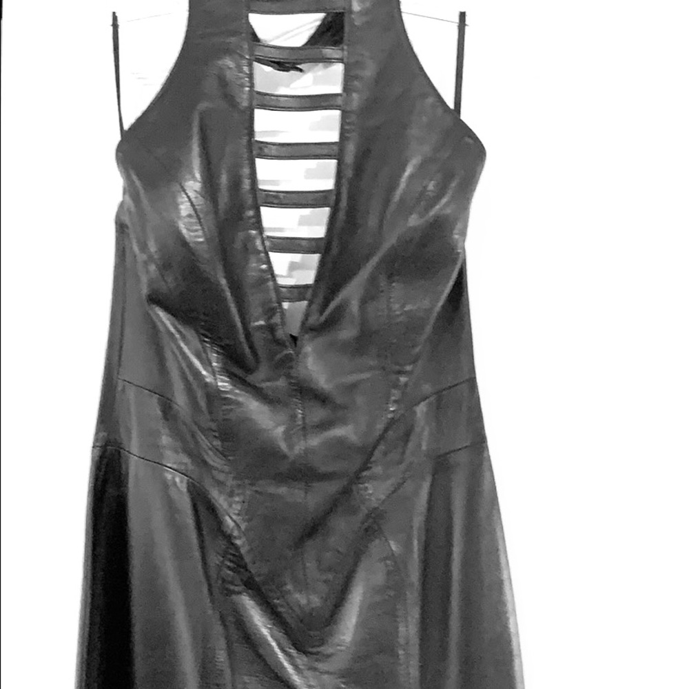 Vintage Cache leather halter dress